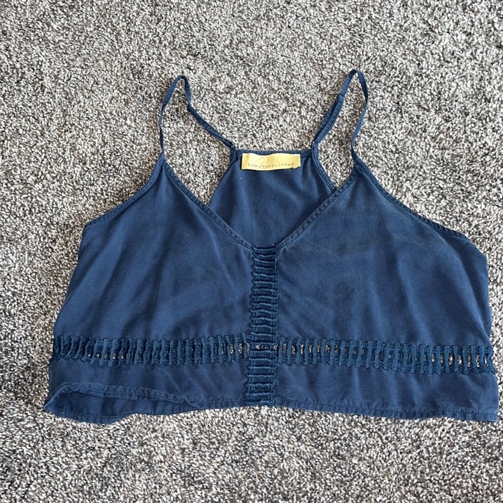 How Very Loved Navy Crop Top with adjustable straps